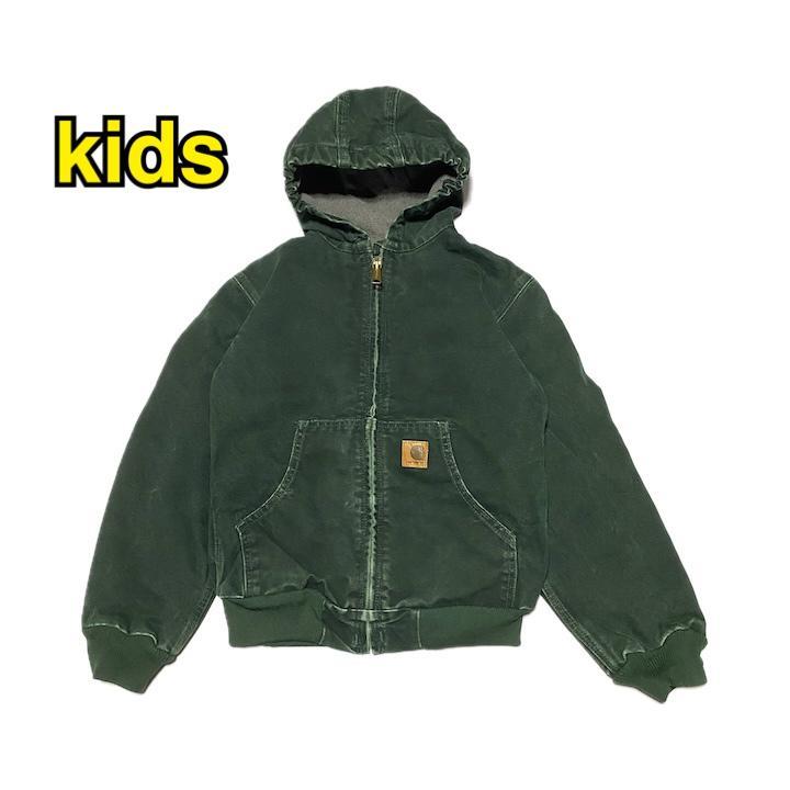 【キッズ】カーハート 古着 ダックジャケット グリーン キッズ