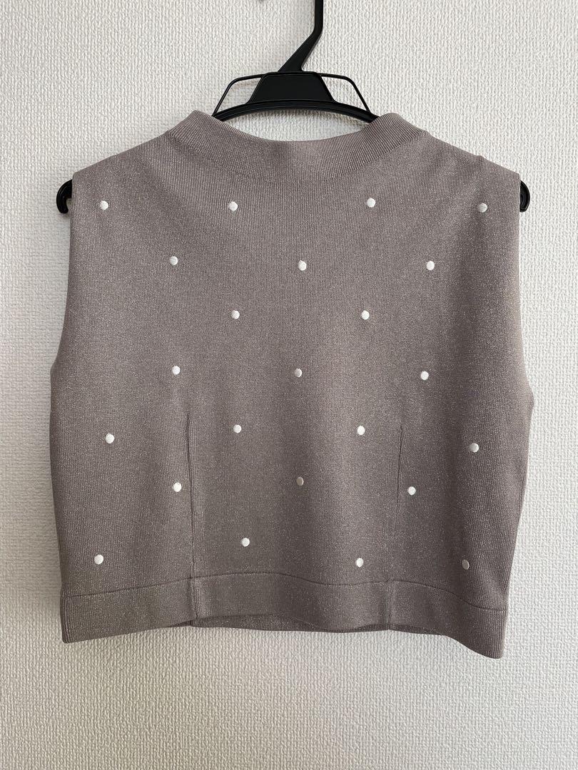 JUSGLITTY＊ドット刺繍クロップドニット