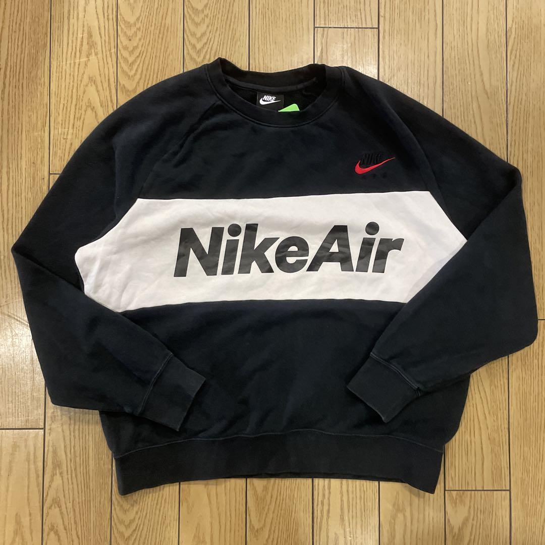 NIKE Air スウェット トレーナー プリントロゴ 古着 黒 XLサイズ