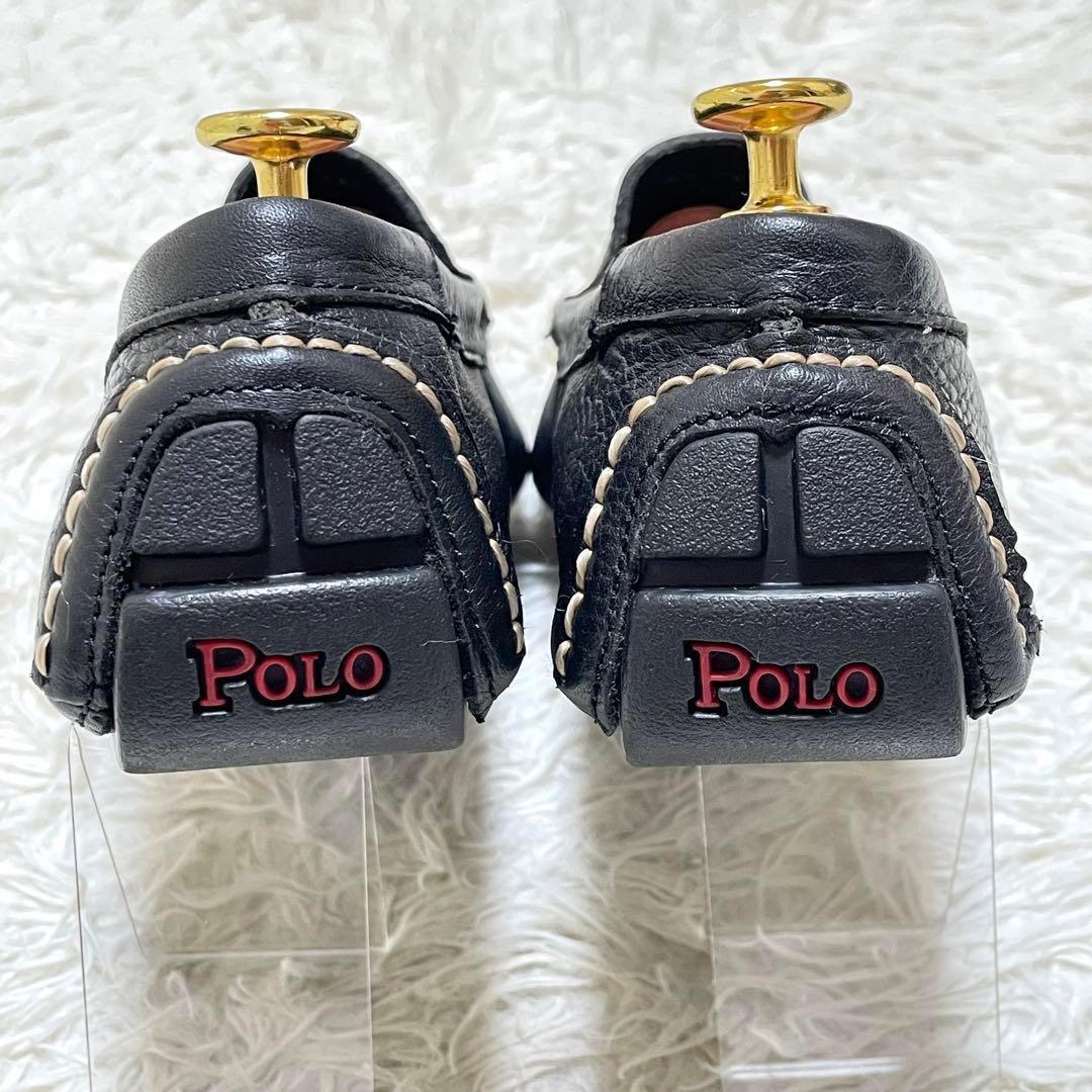 【激安】 美品】POLO シボ加工 ドライビングレザーシューズ LAUREN RALPH 靴