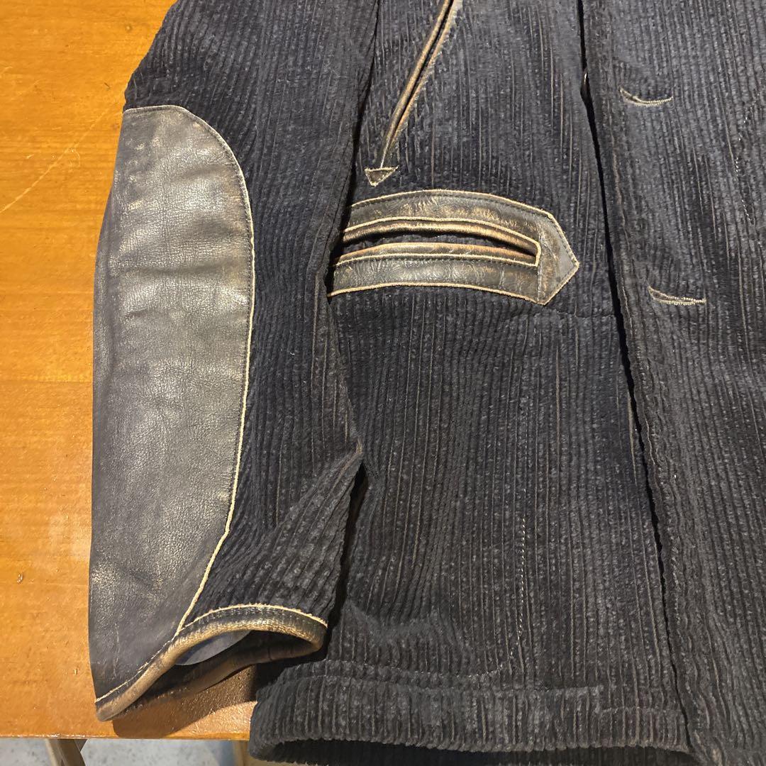 美品 RRL コーデュロイ Pコート ヴィンテージ 加工レザーパッチ