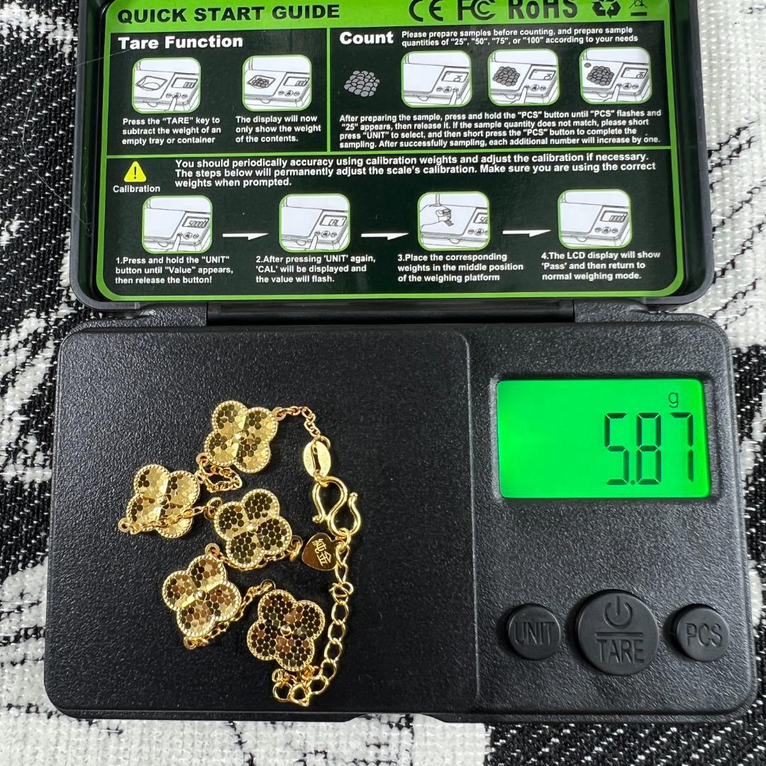 【美品】純金 K24 四つ葉のクロバー型ブレスレット 刻印がある 【美品】純金 K24 四つ葉のクロバー型ブレスレット 刻印がある