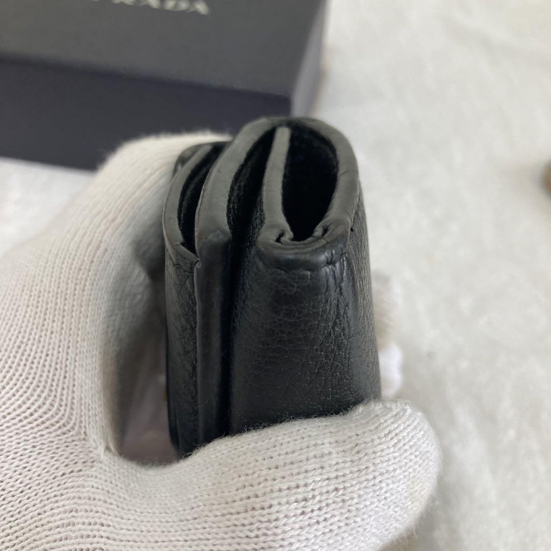専用 美品 PRADA プラダ 折り財布 ブラック レザー 画像11
