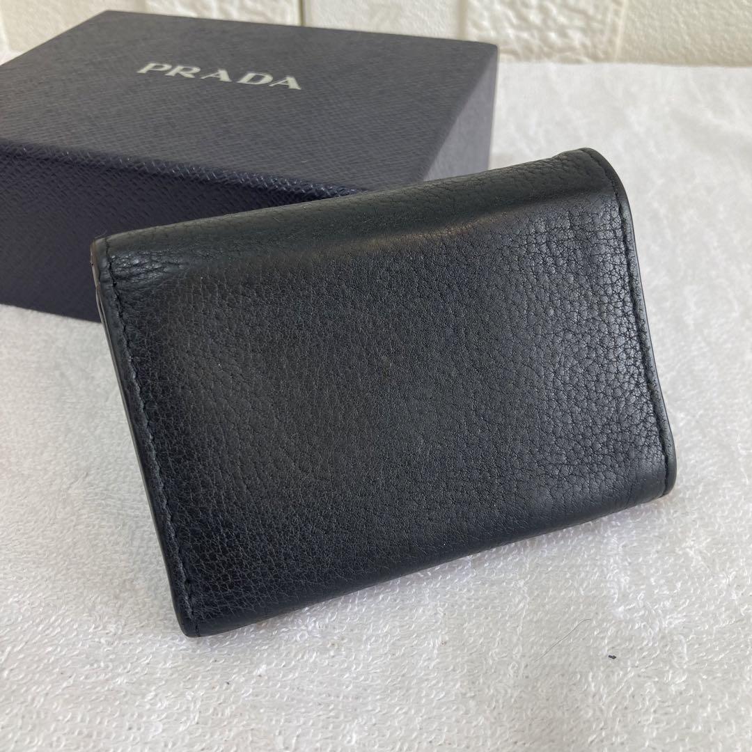 専用 美品 PRADA プラダ 折り財布 ブラック レザー 画像2
