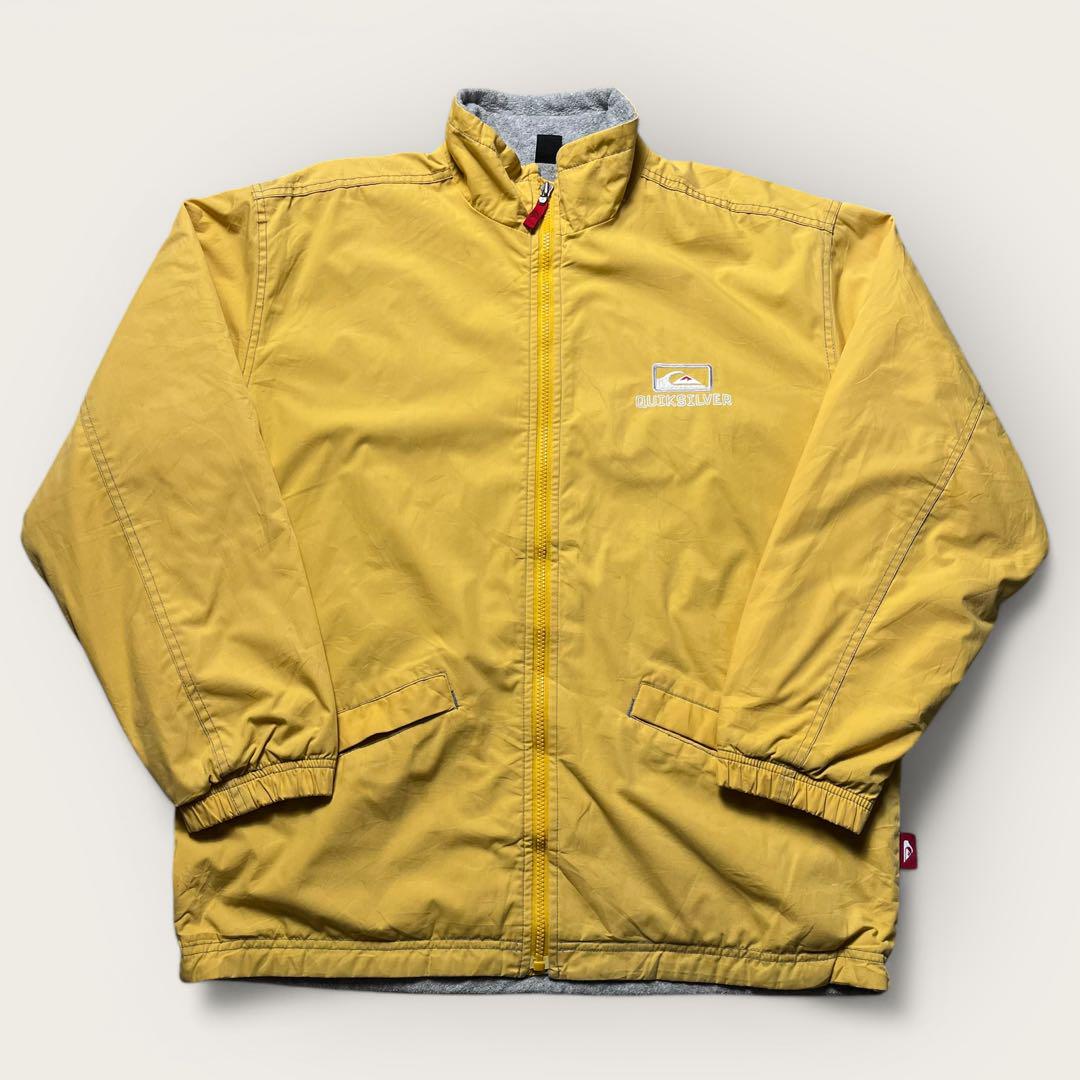 QUIKSILVER フリースナイロンジャケット イエロー 両面刺繍デザイン