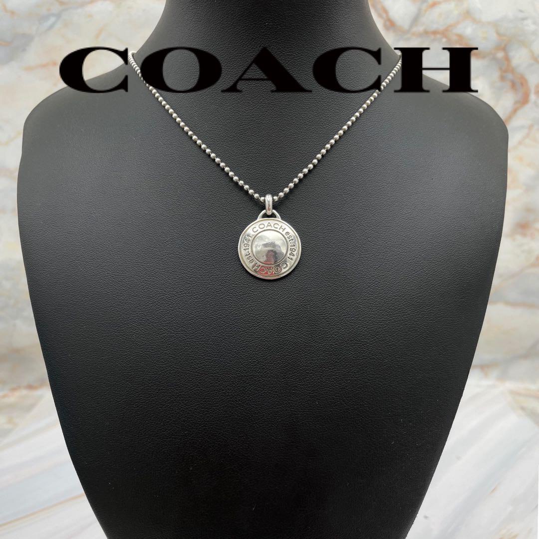 COACH コーチ　スターリング シルバー コイン ペンダント ネックレス