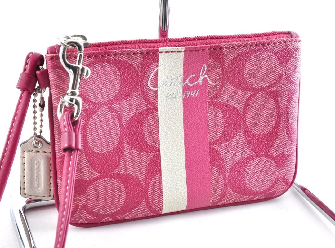 COACH】 コーチ シグネチャー キーリング付き コインケース 小銭