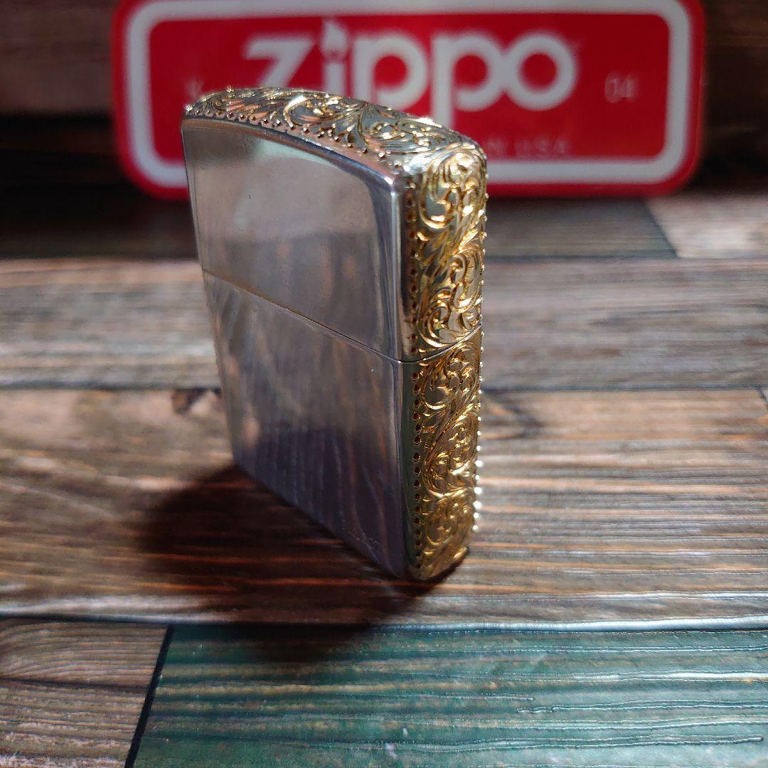 Zippo シルバー&ゴールド 3面アラベスク Armor