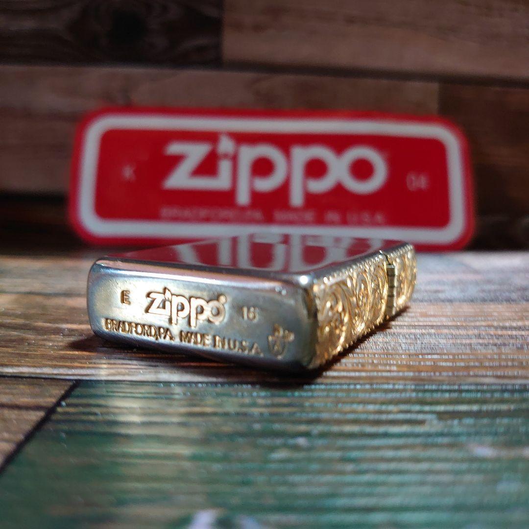 Zippo シルバー&ゴールド 3面アラベスク Armor