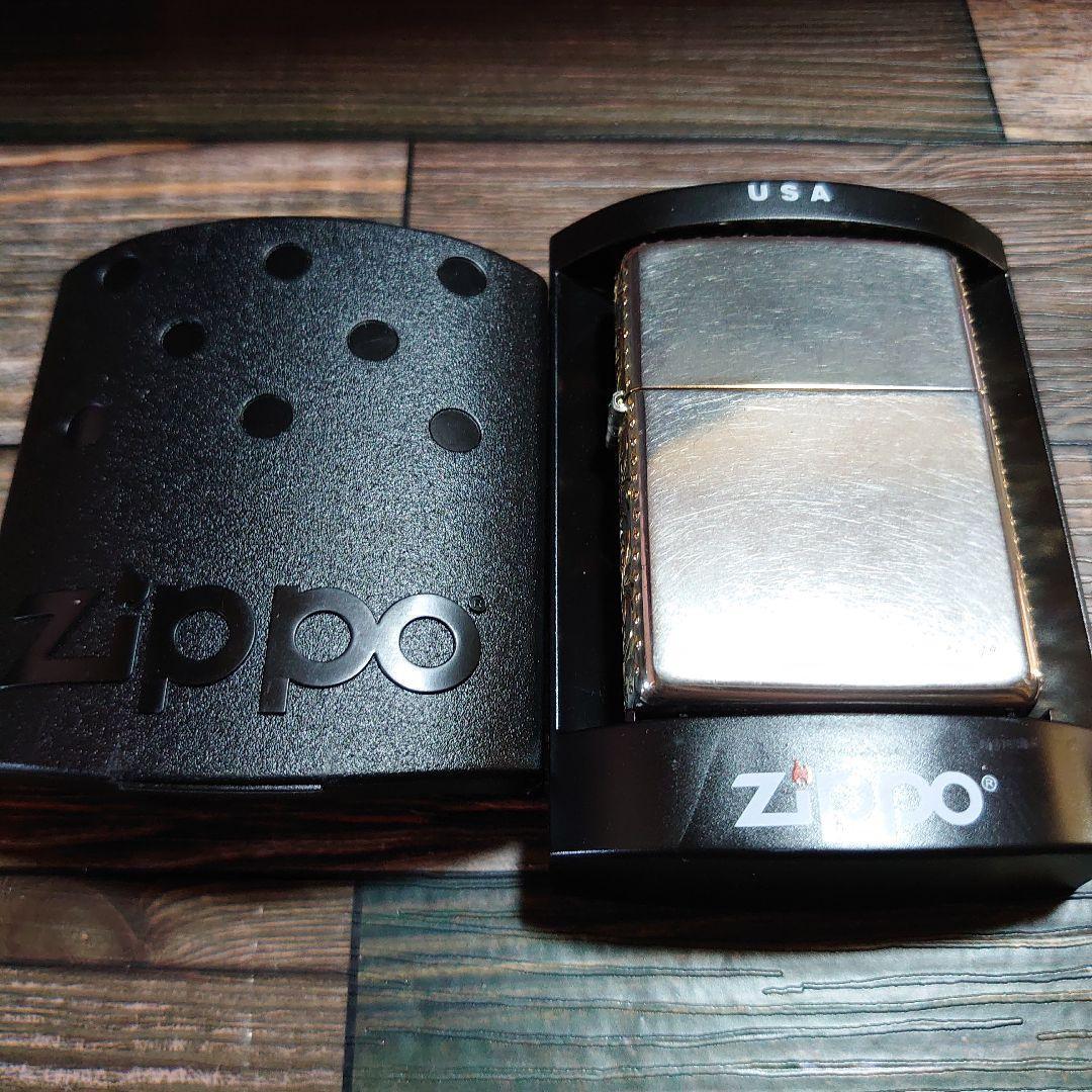 Zippo シルバー&ゴールド 3面アラベスク Armor