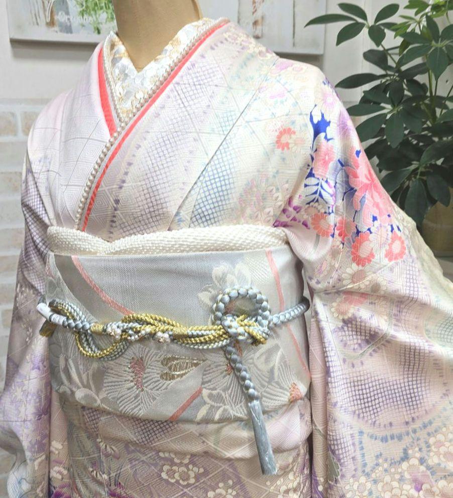 ライトパープル花の丸振袖７点フルセット ライトパープル花の丸振袖7点フルセット - メルカリ