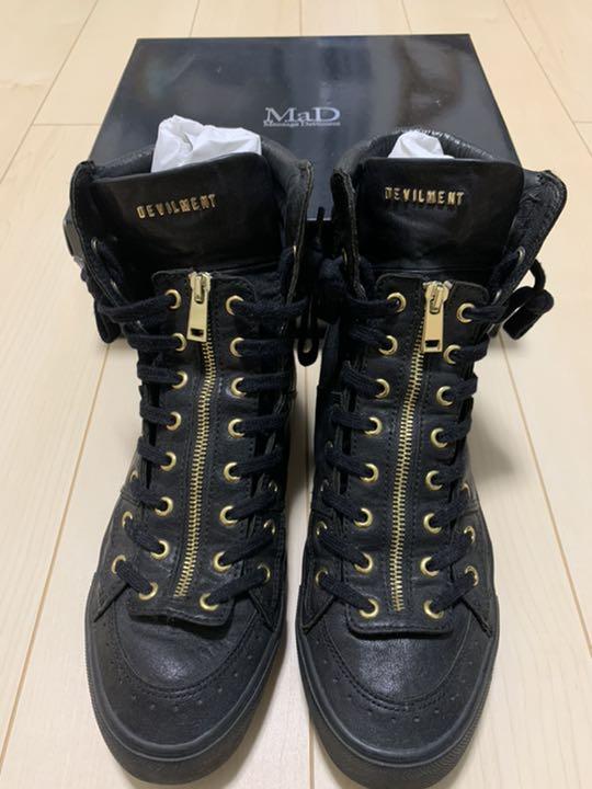ブラック系,28cm【信頼】 【早い者勝ち】MaD レザースニーカー オーセンティック ムーンエイジデビルメント 黒夢 清春 スニーカー スニーカー