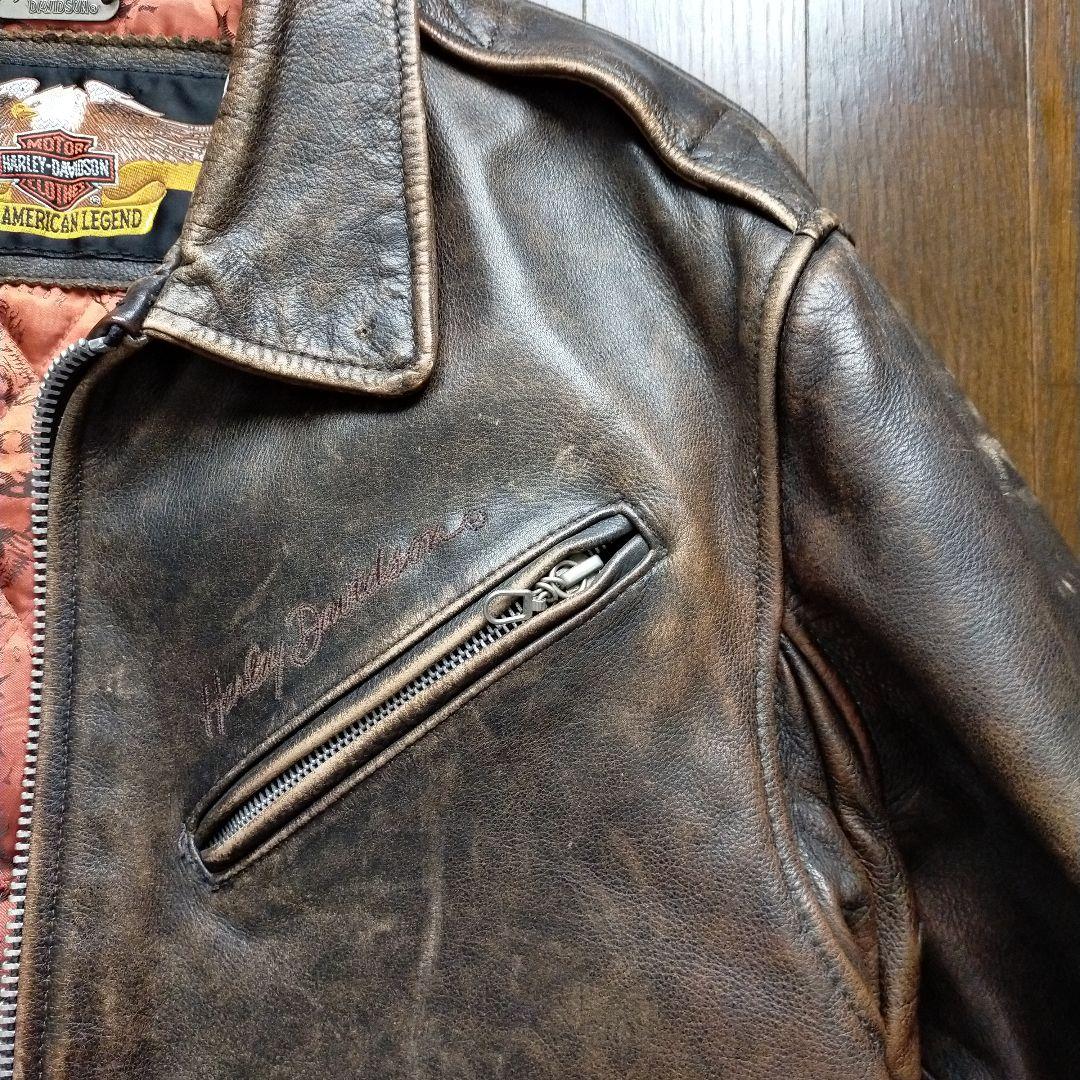 Harley-Davidson ブラウンレザージャケット メンズ