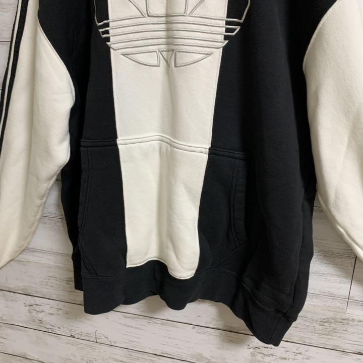 ☆希少☆adidas パーカー ストライプ 刺繍ロゴ ビッグシルエット アウトレット最安価格 パーカー ストライプ 刺繍ロゴ ビッグシルエット ☆希少☆adidas パーカー