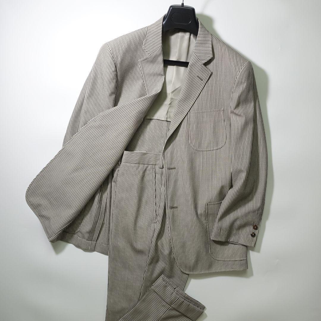 BROOKS BROTHERS 春夏ウール100% ブラウンストライプ XL