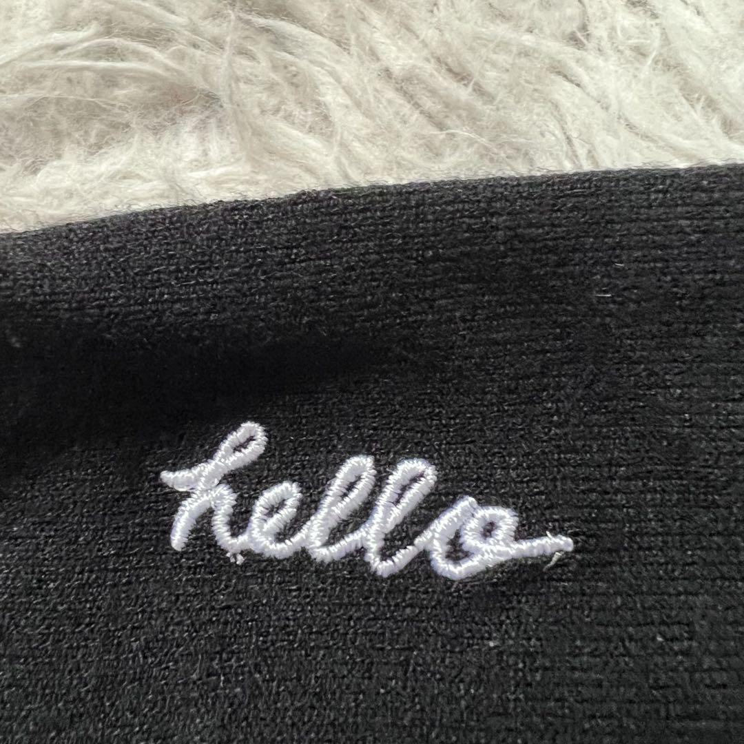 【未使用品級】マディソンブルー 半袖ニット Hello刺繍 ブラック Sサイズ 未使用品級】マディソンブルー 半袖ニット Hello刺繍 ブラック S