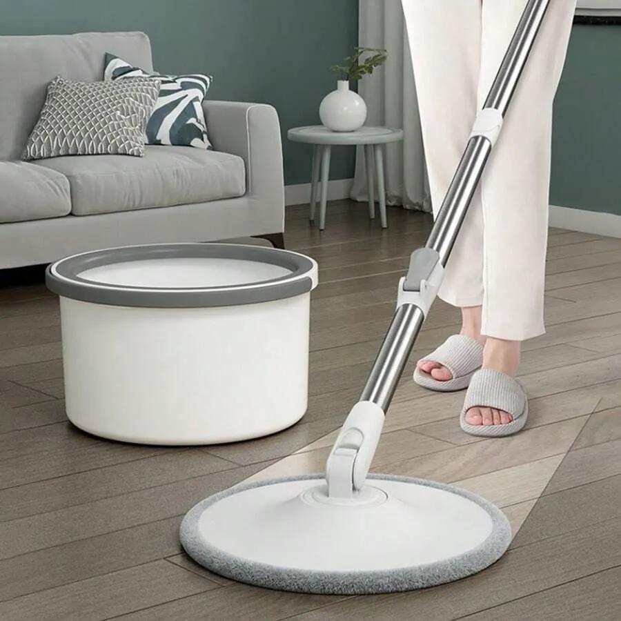 自己洗浄モップ 水分離式、 4つの布製ヘッドが付いたモップのセット