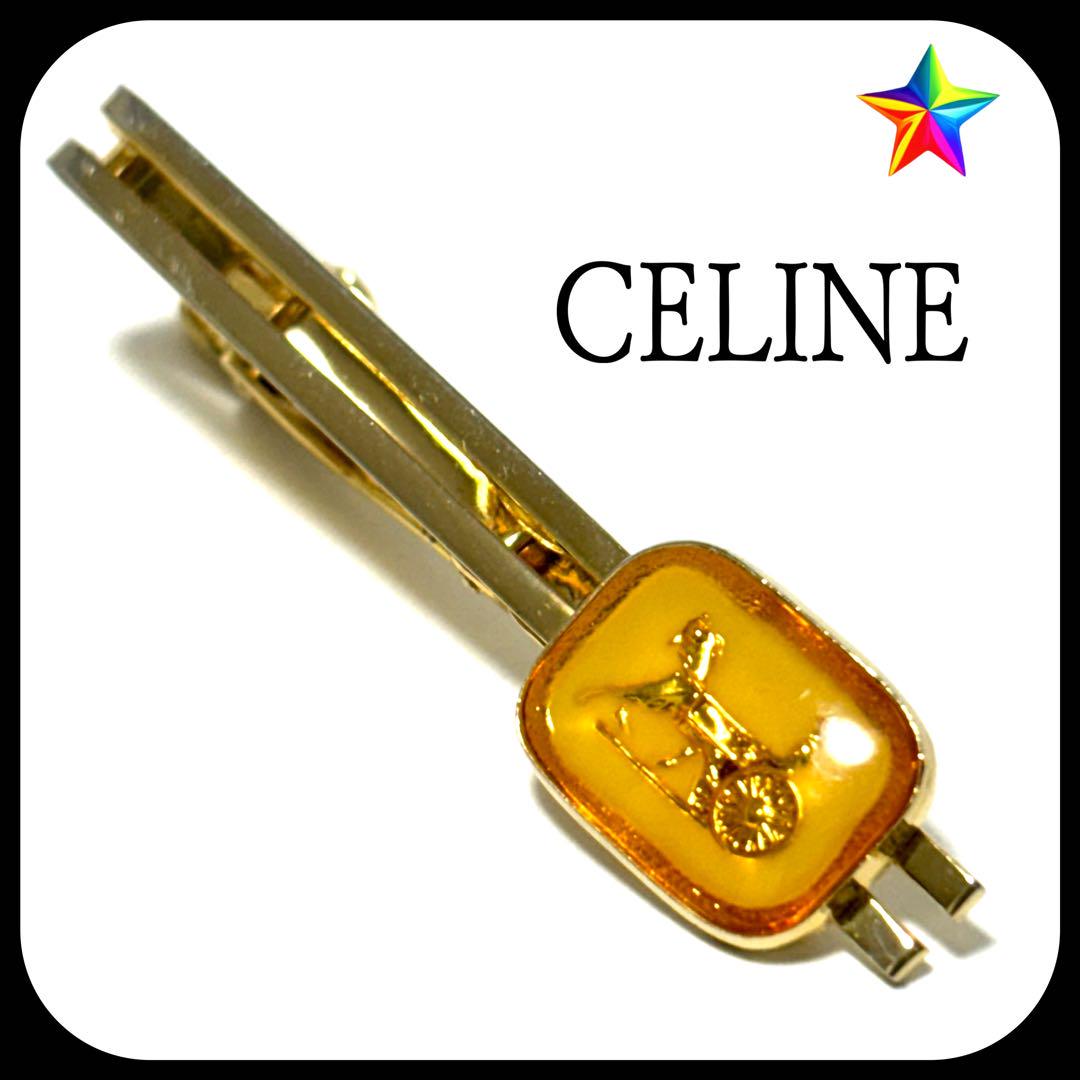 CELINE セリーヌ ネクタイピン ゴールド×シルバー 馬車柄