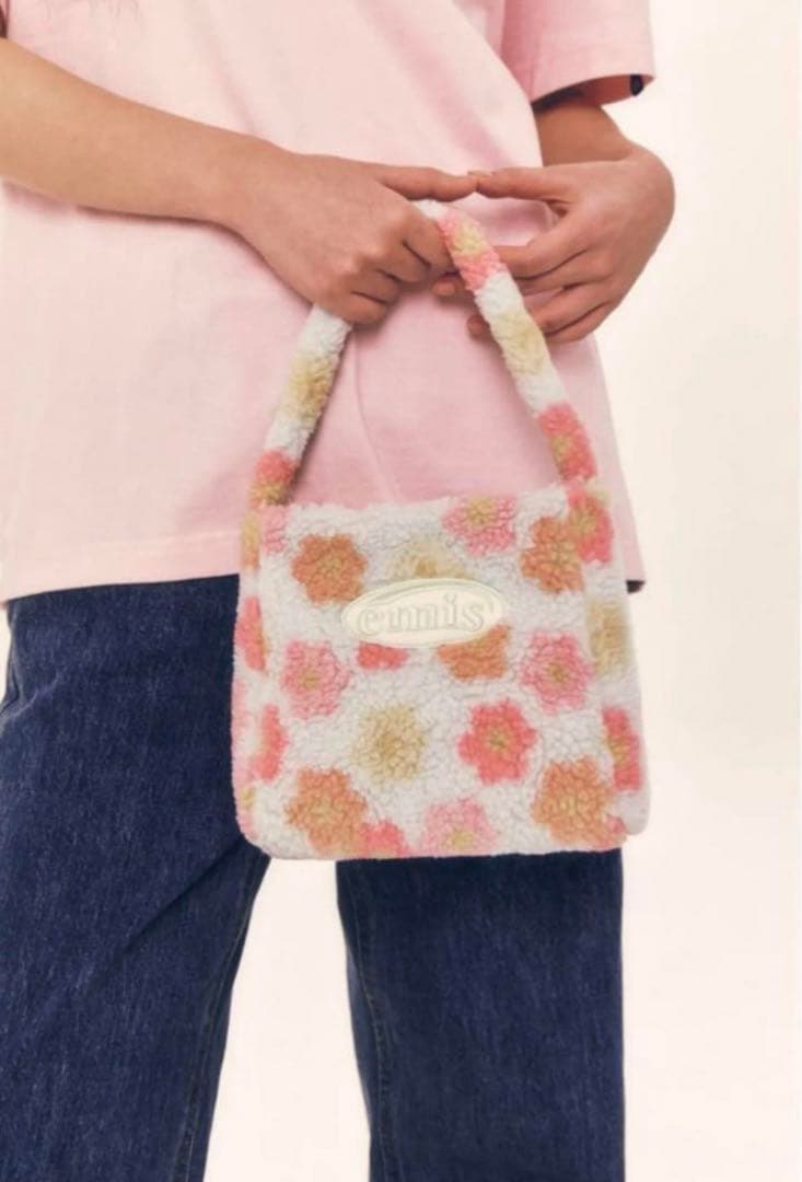 EMIS　FLOWER BOUCLE SQUARE BAG ハンドバッグ　花柄