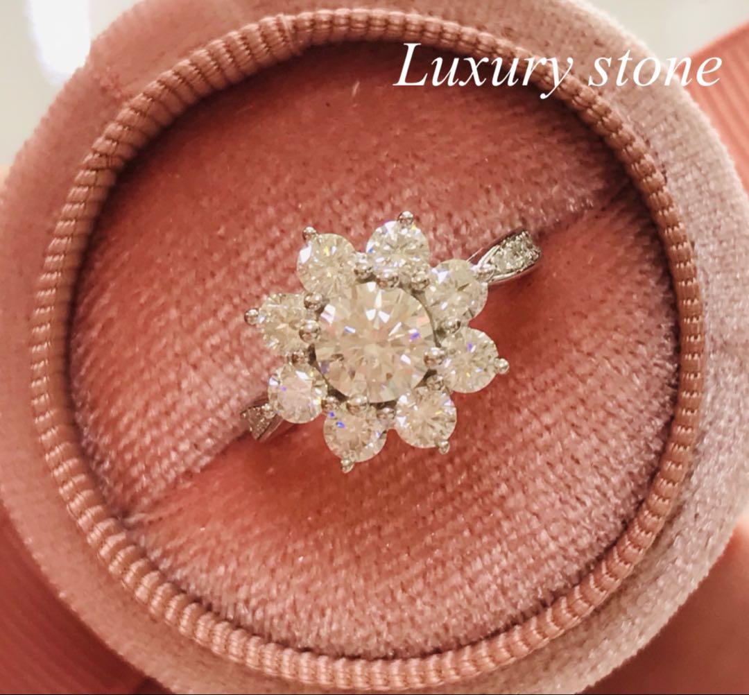 最高品質モアサナイト モアッサナイト フラワーリング 8.5号 2.126ct