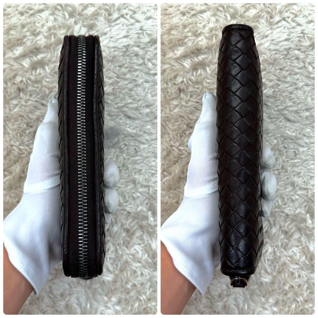 【美品】ボッテガヴェネタ 長財布 ラウンドファスナー ブラウン イントレチャート 【美品】ボッテガヴェネタ 長財布 ラウンドファスナー ブラウン イントレチャート