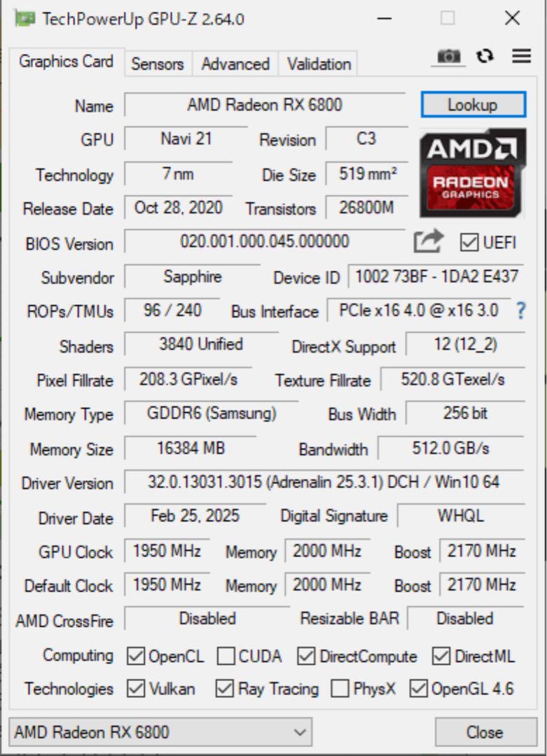 【動作◎】SAPPHIRE PULSE Radeon RX 6800 16GB