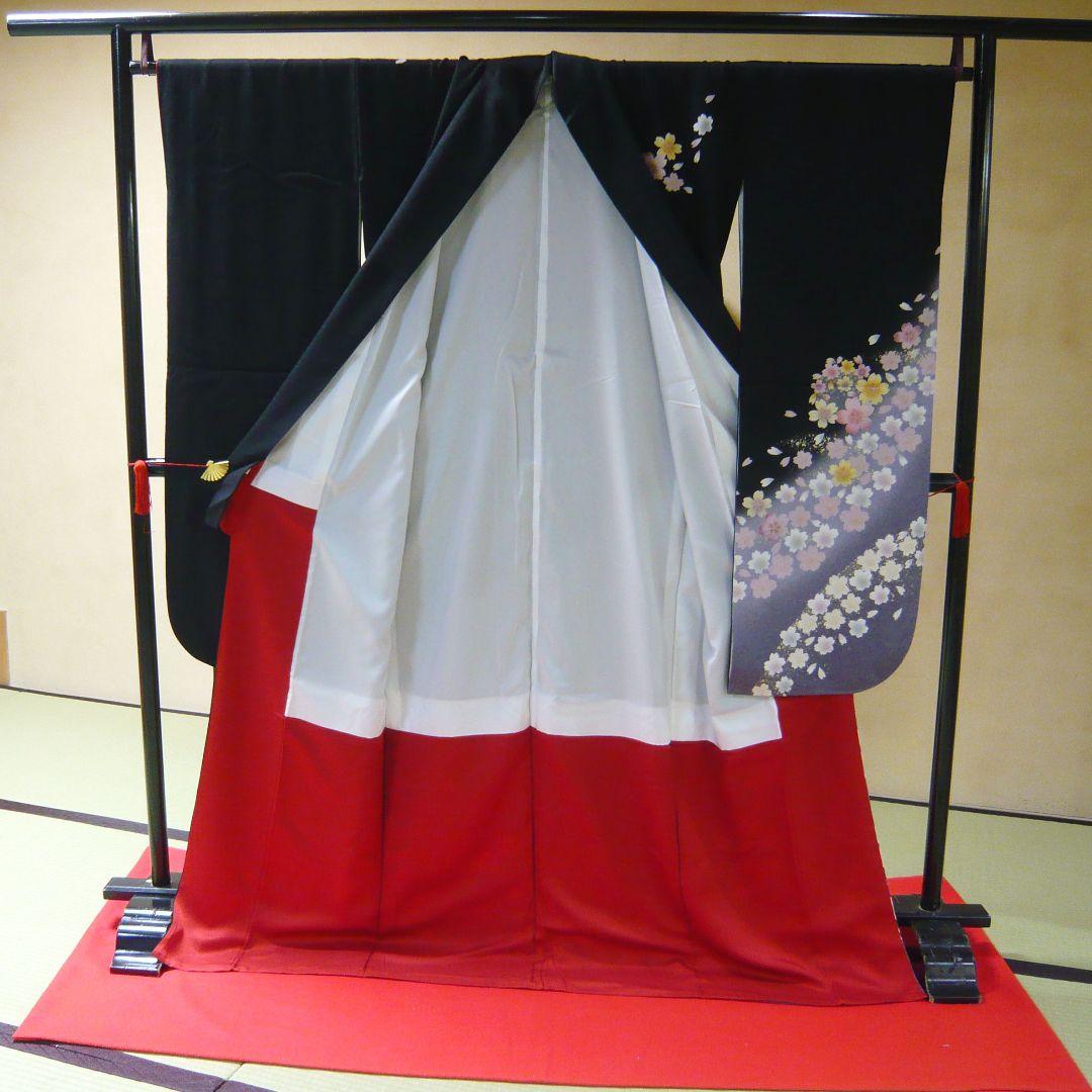 得価SALE 振袖から二尺袖へお直し代込み 黒地五色桜 lhD6k-m26211821098 大得価爆買い