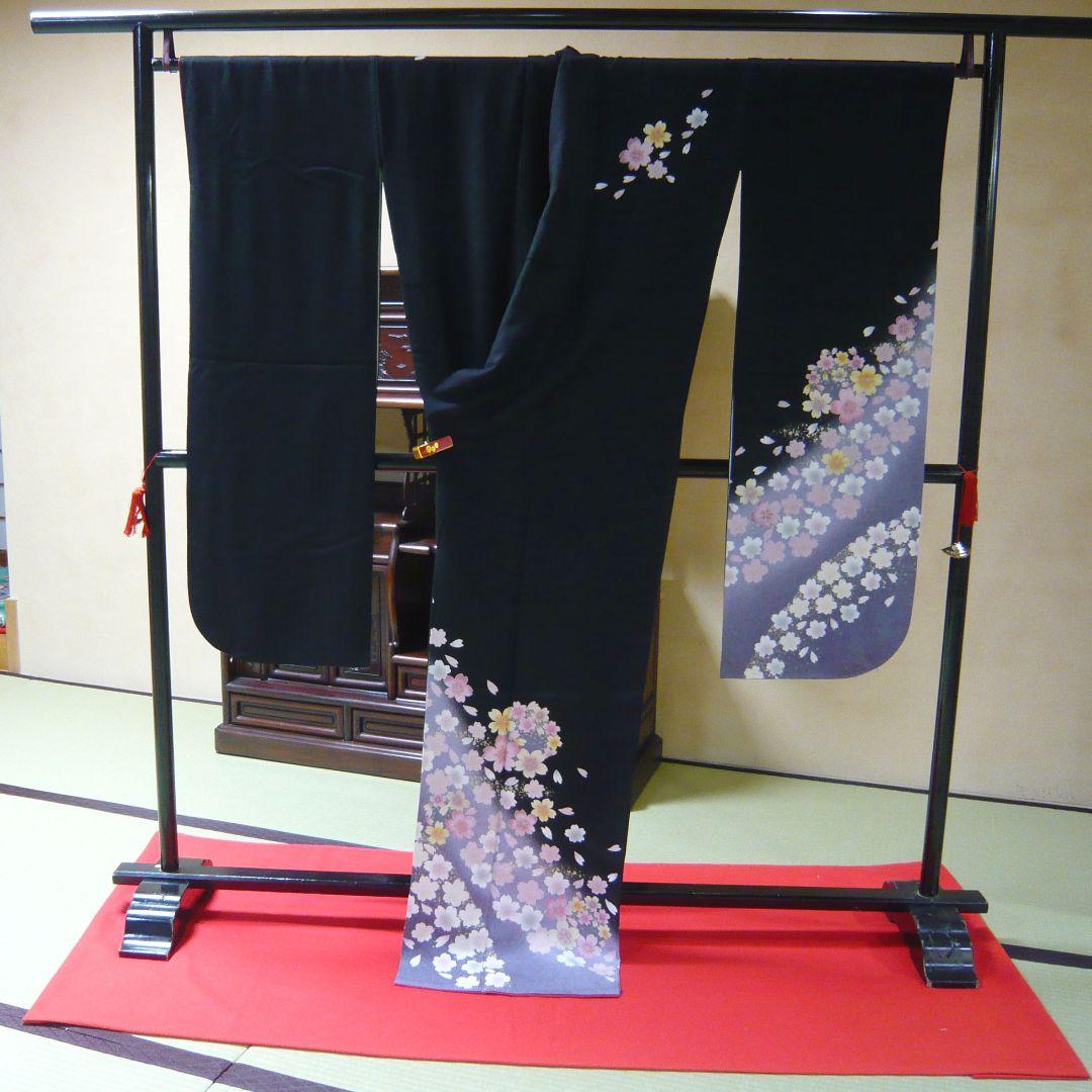 得価SALE 振袖から二尺袖へお直し代込み 黒地五色桜 lhD6k-m26211821098 大得価爆買い