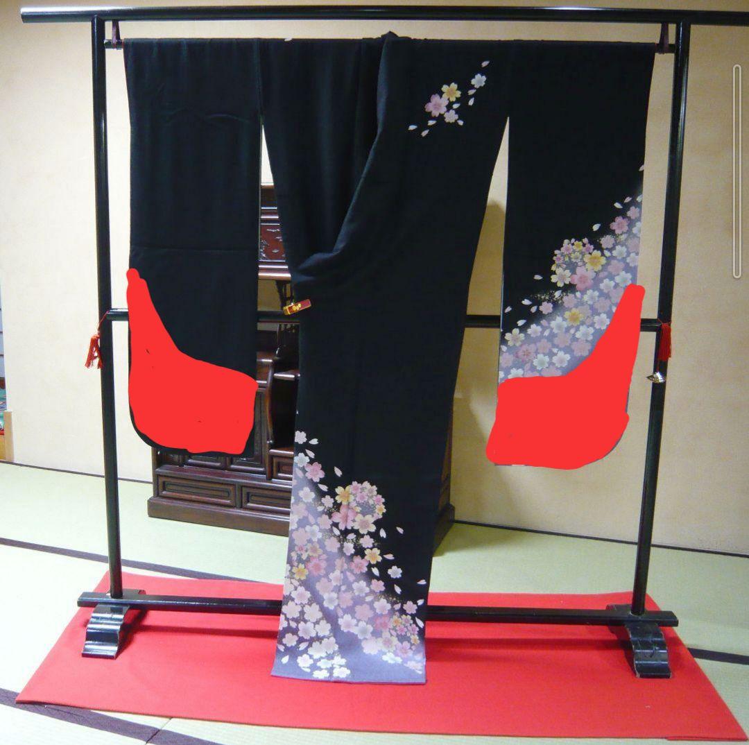 得価SALE 振袖から二尺袖へお直し代込み 黒地五色桜 lhD6k-m26211821098 大得価爆買い