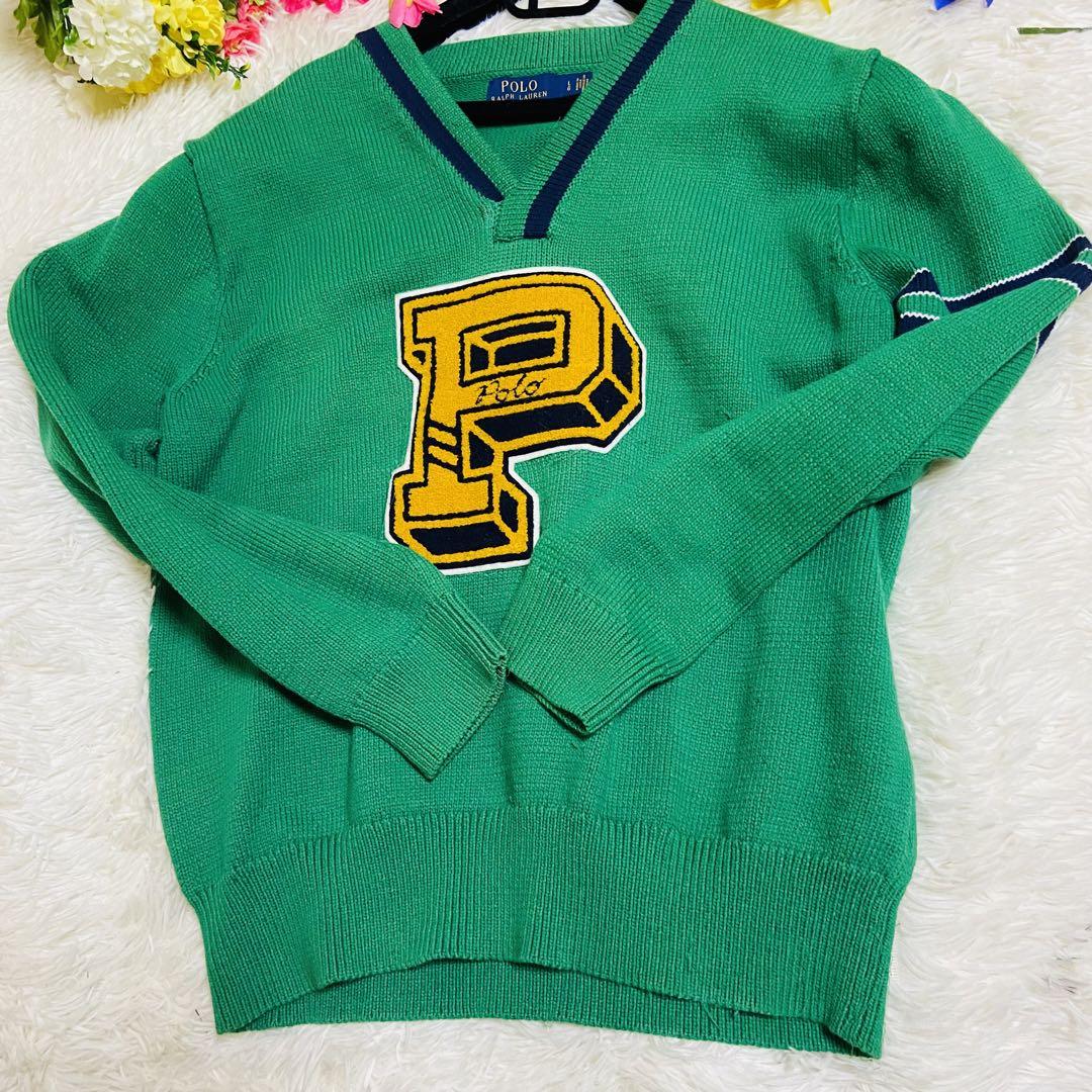 ワッペン✨POLO RALPH LAUREN✨ラルフローレン✨ニット✨Vネック✨