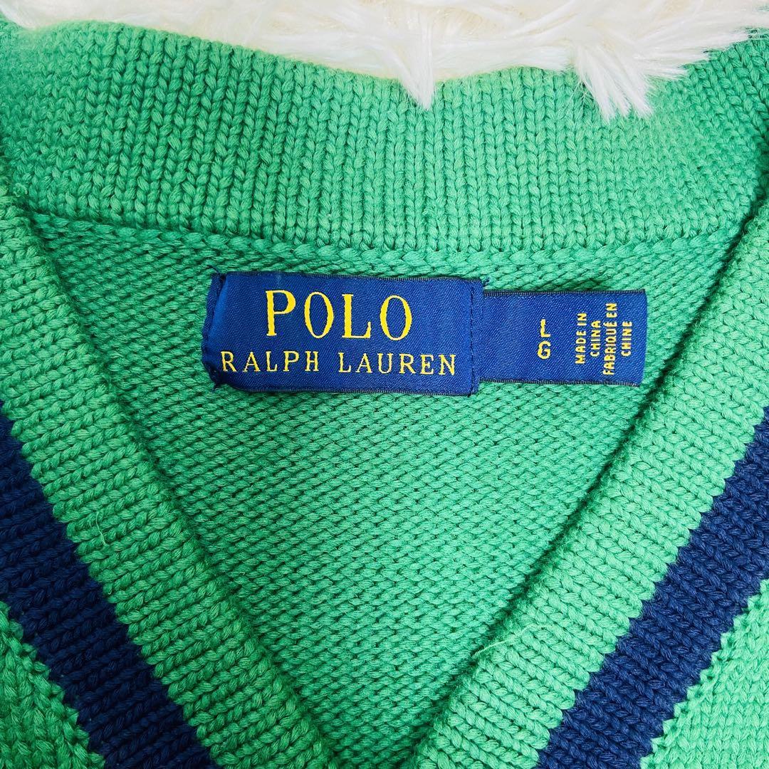 ワッペン✨POLO RALPH LAUREN✨ラルフローレン✨ニット✨Vネック✨