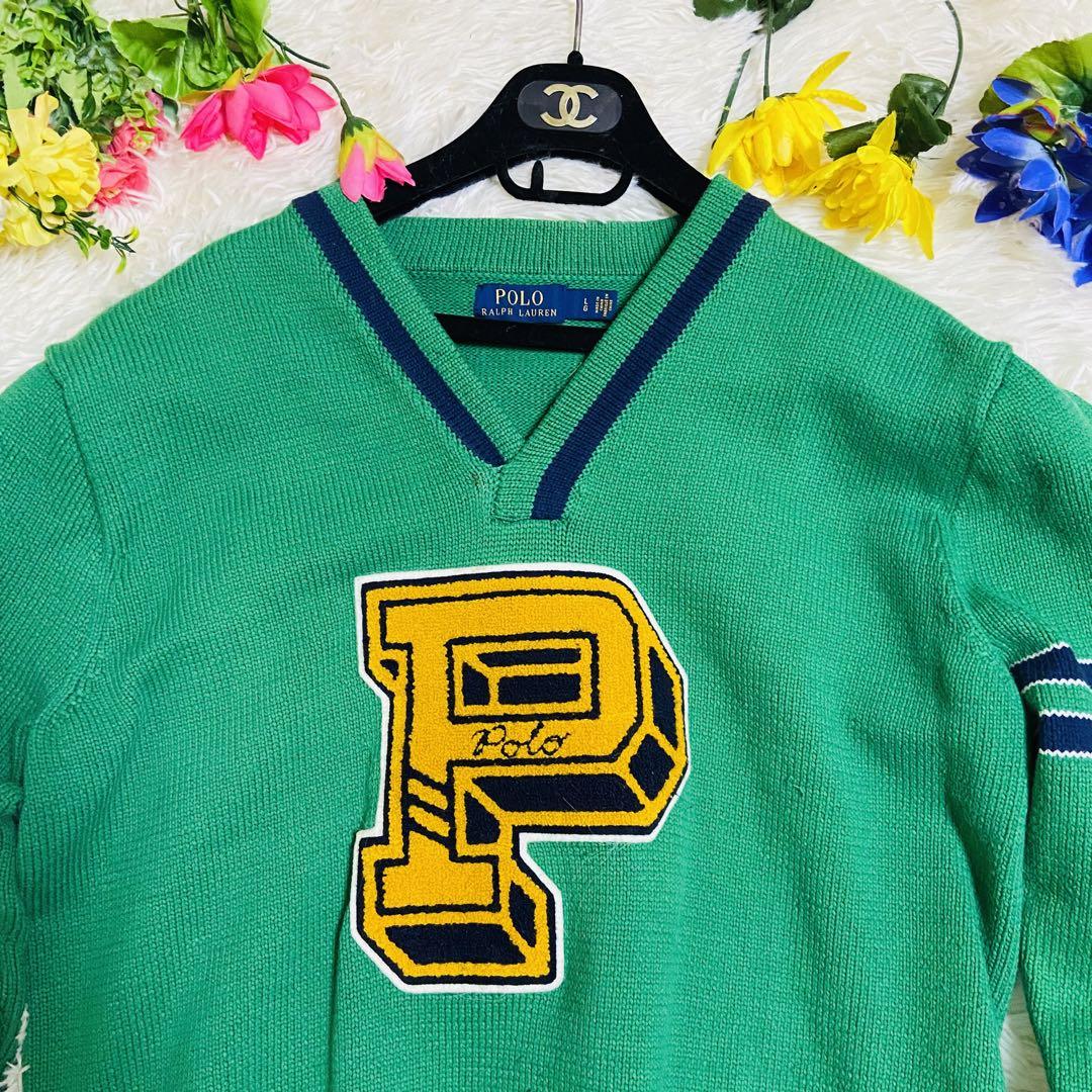 ワッペン✨POLO RALPH LAUREN✨ラルフローレン✨ニット✨Vネック✨