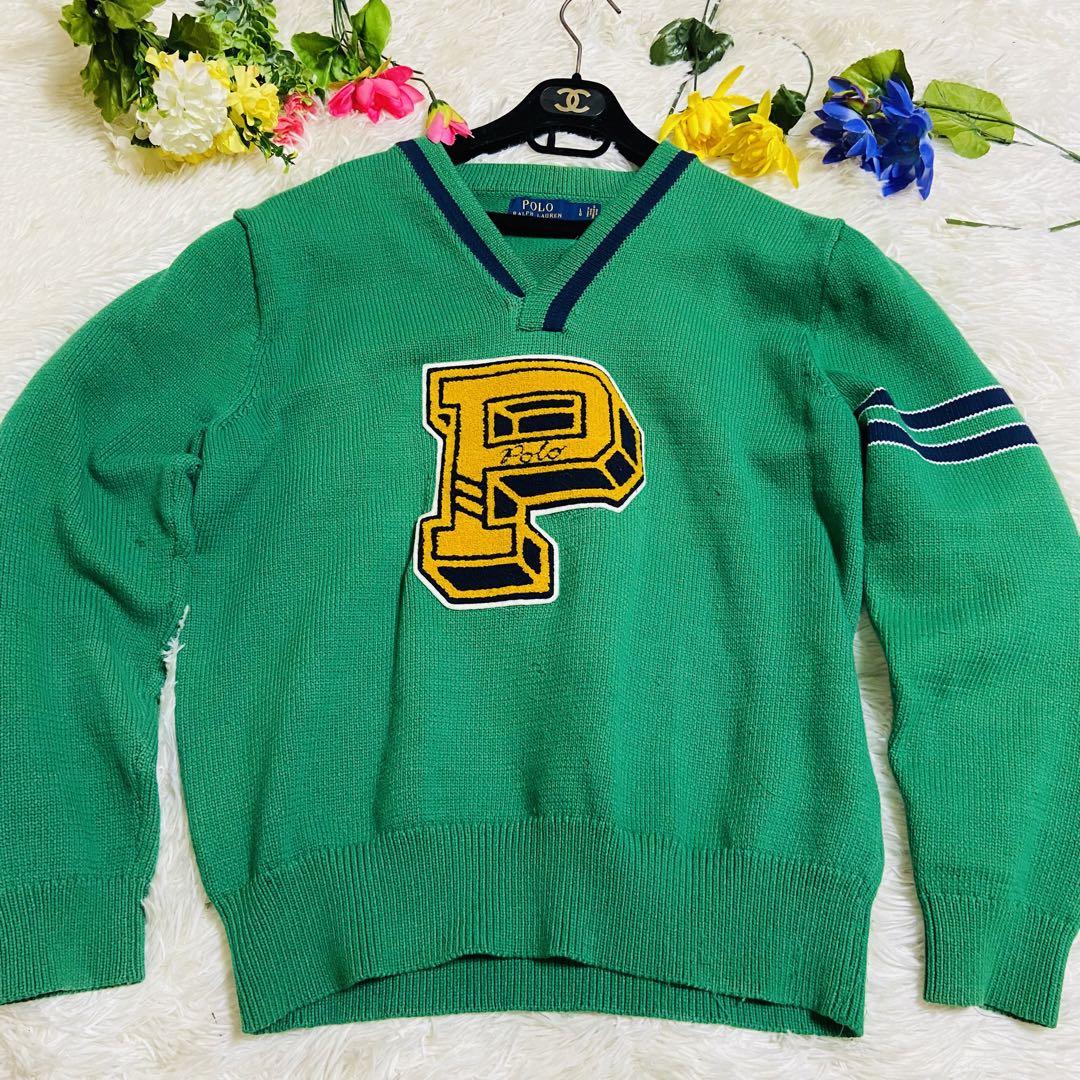 ワッペン✨POLO RALPH LAUREN✨ラルフローレン✨ニット✨Vネック✨