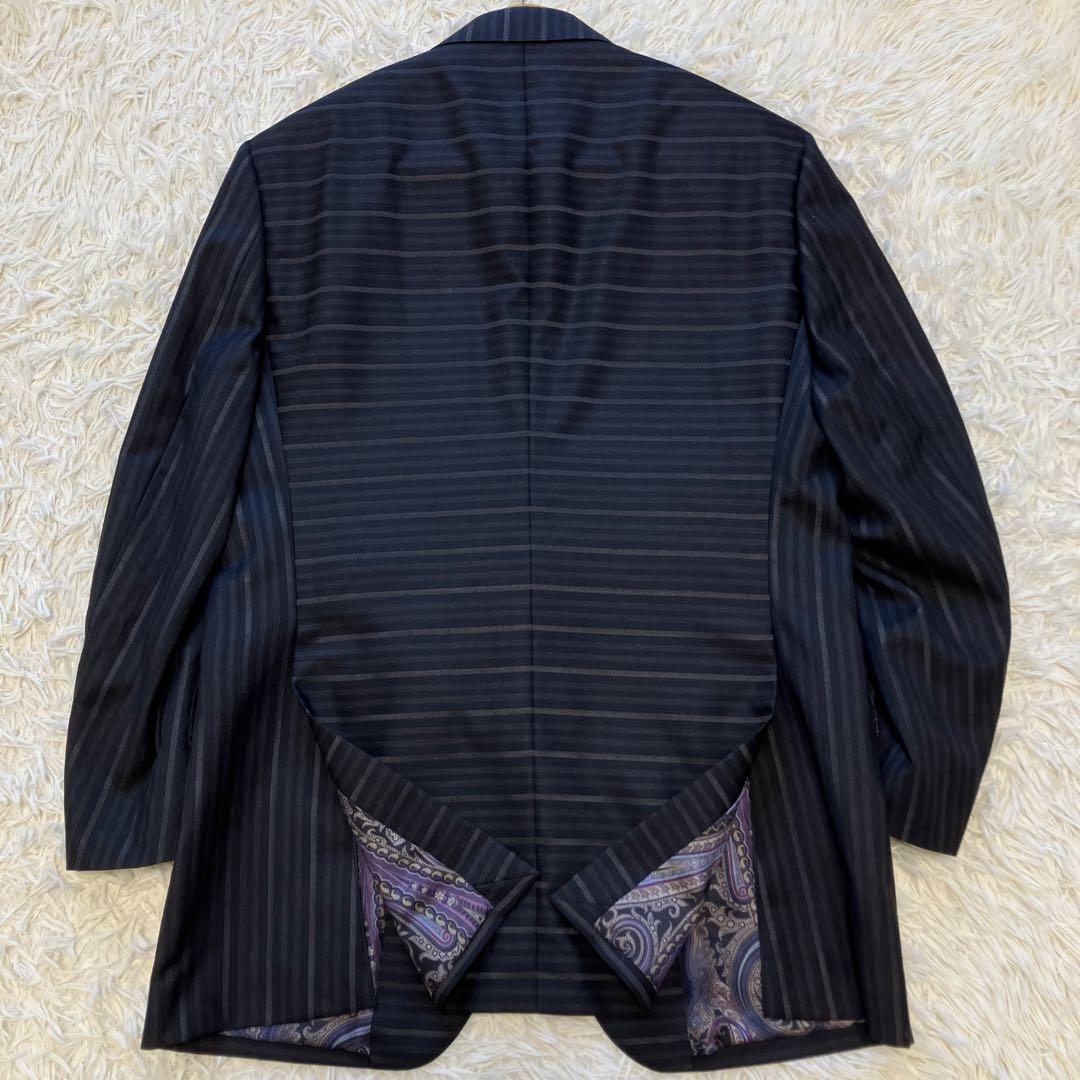 極美品✨エトロ　セットアップスーツ　ペイズリー　52 シルク　ストライプ