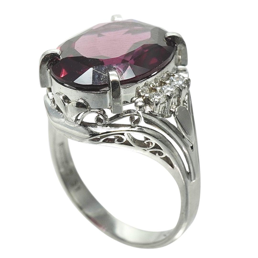 ロードライトガーネット リング Pt900 プラチナ ダイヤ リング 指輪