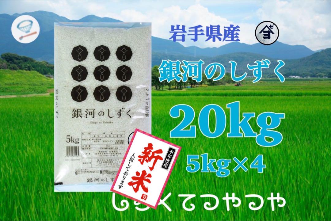 お米　新米【岩手県産銀河のしずく20kg 】5kg×4 6年連続特A！