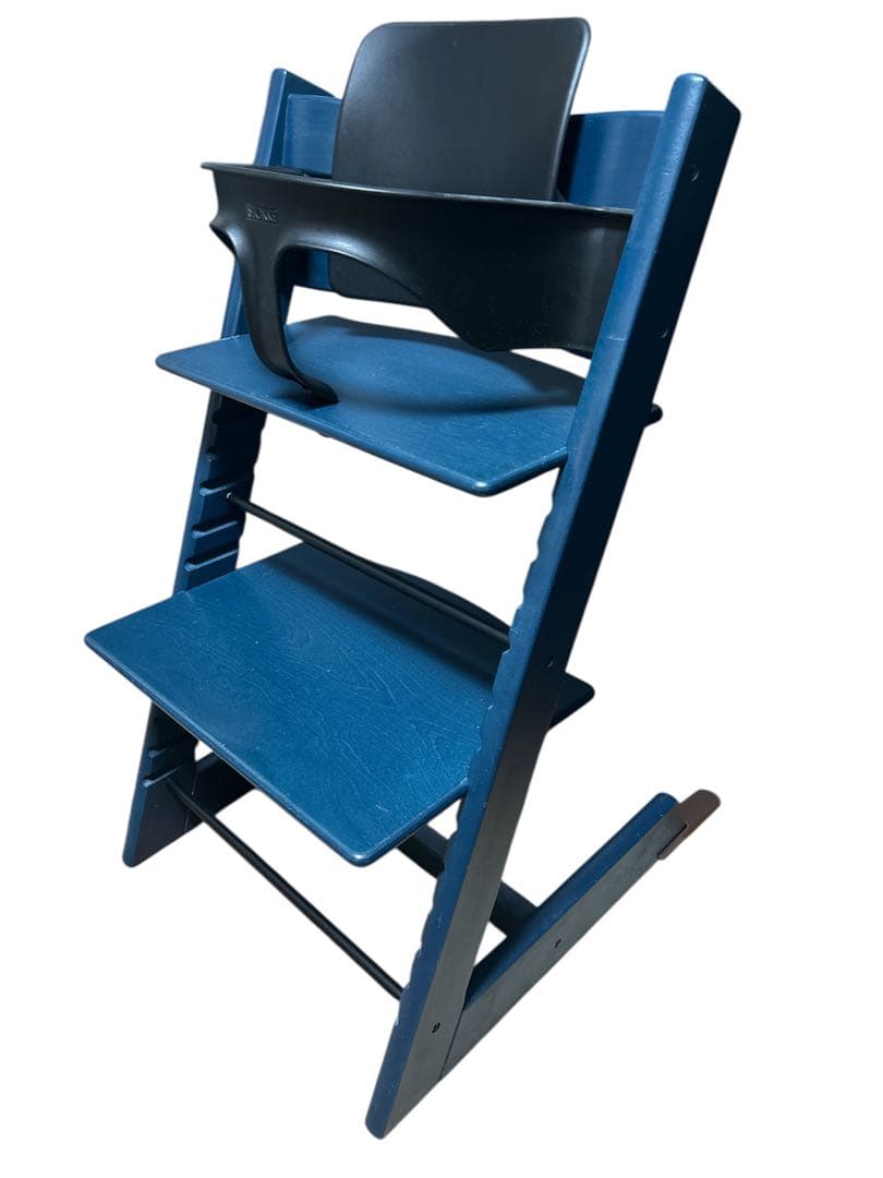 ストッケ トリップトラップ ベビーセット付 ミッドナイトブルーやや傷や汚れあり