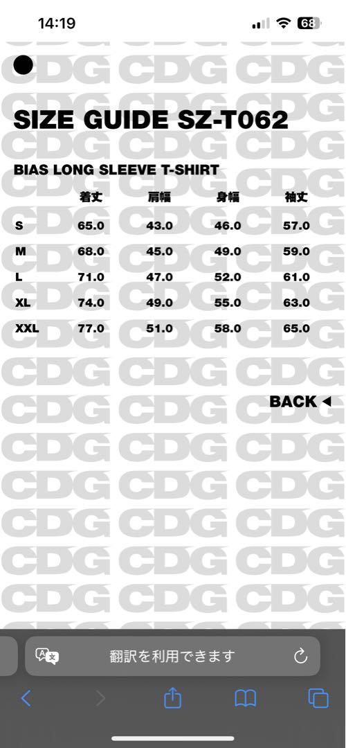 CDG コムデギャルソン　BIAS ロンT TSHIRT 長袖