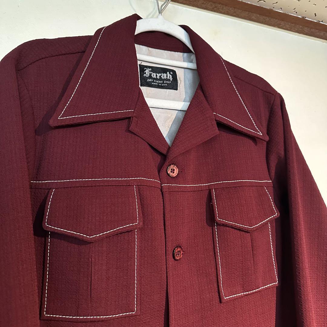 70s vintage Farah バーガンディ テーラードジャケット　美品