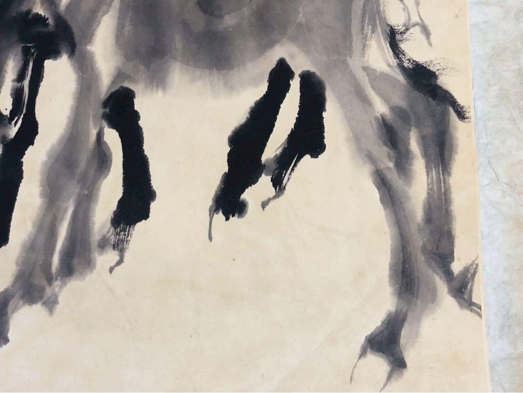 中国書道 中国書画 黄胄動物作品 ロバ紙本画 長さ約69cm 幅約38cm