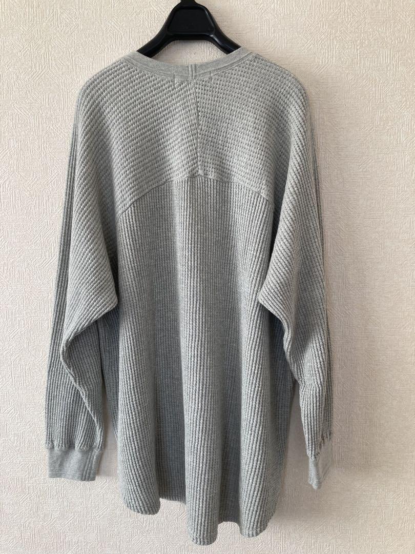 新品YAMADAYA ラシュッド　ワッフルトレーナー　グレー　ビックシルエット