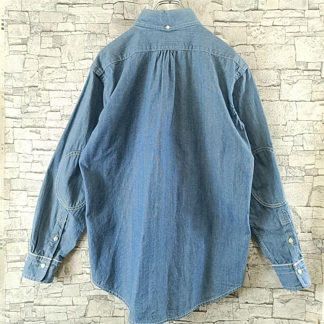 美品✨エヴィス デニムシャツ ダンガリーシャツ 刺繍カモメ 大きいサイズXL