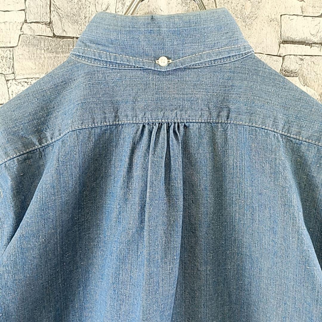 美品✨エヴィス デニムシャツ ダンガリーシャツ 刺繍カモメ 大きいサイズXL