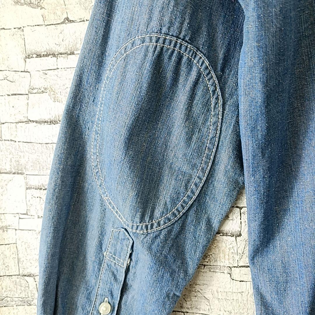美品✨エヴィス デニムシャツ ダンガリーシャツ 刺繍カモメ 大きいサイズXL