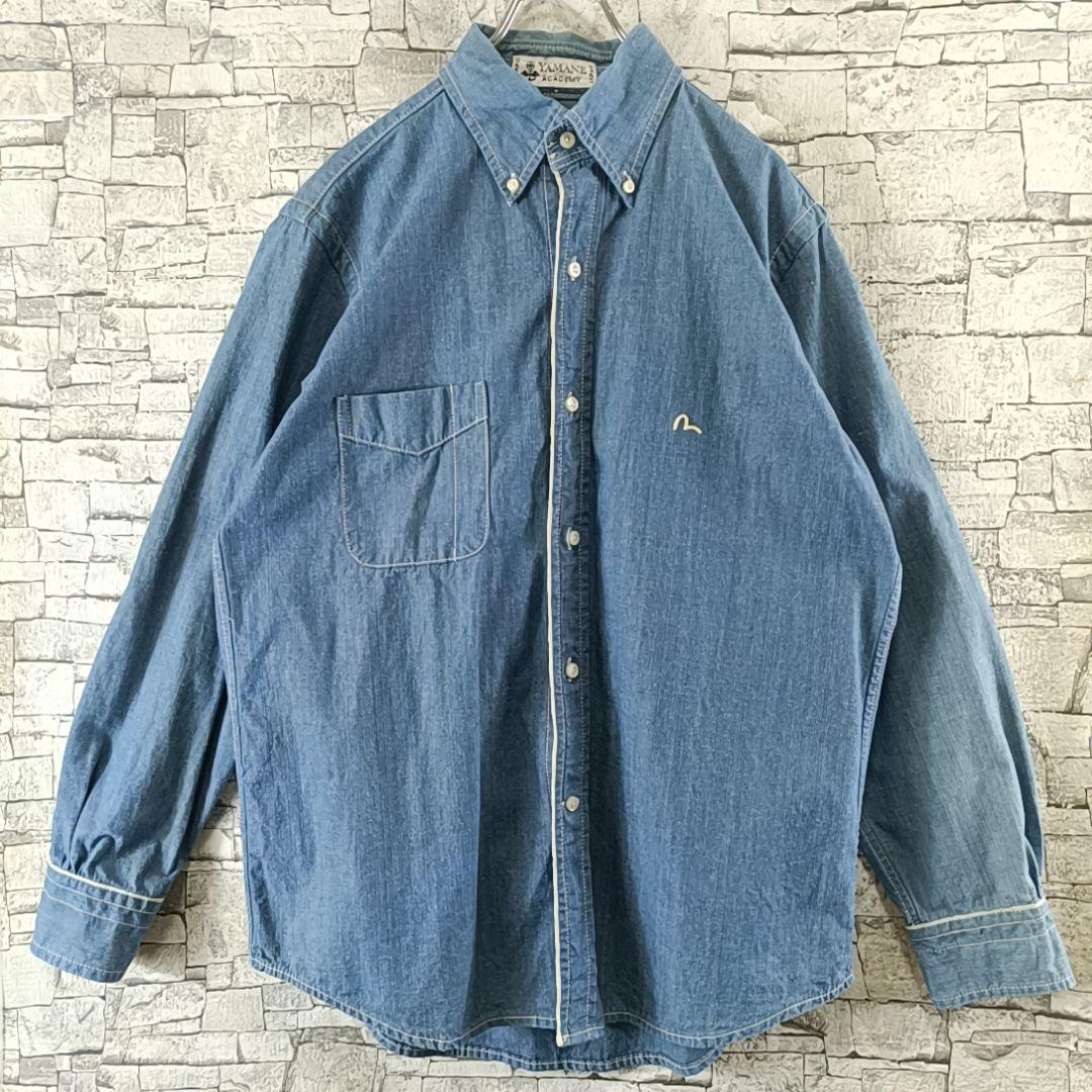 美品✨エヴィス デニムシャツ ダンガリーシャツ 刺繍カモメ 大きいサイズXL