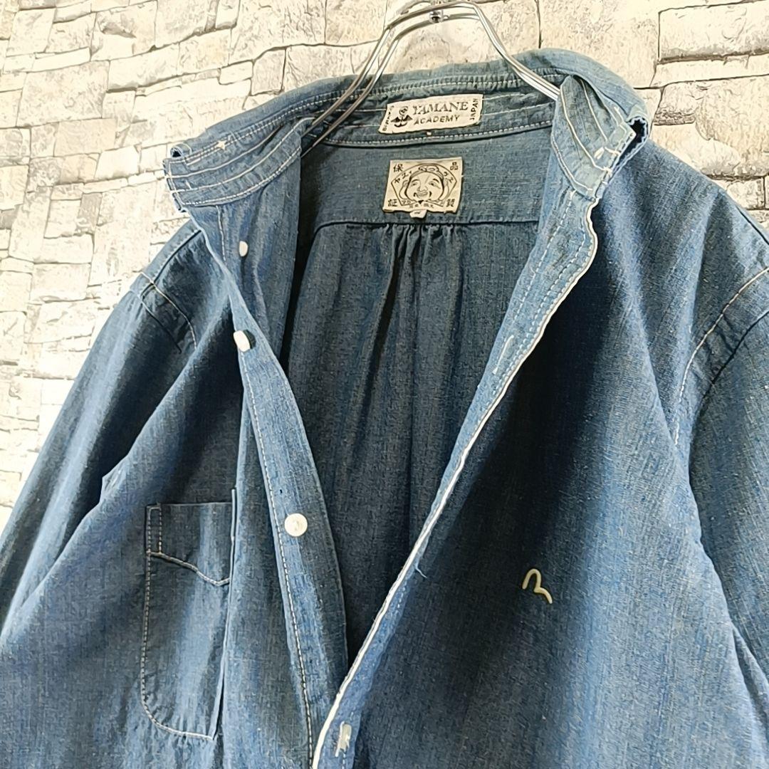 美品✨エヴィス デニムシャツ ダンガリーシャツ 刺繍カモメ 大きいサイズXL