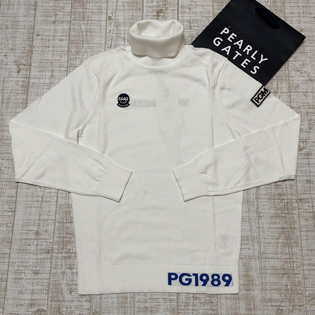 新品 パーリーゲイツ ニット セーター バックロゴ ホワイト XL