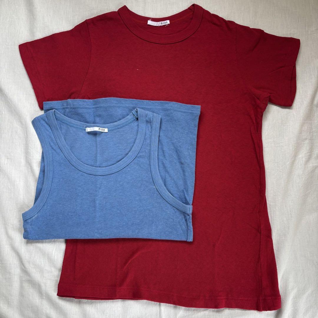 売れ筋がひ新作！ Tシャツ 赤 エヌワンハンドレッド n100 & タンクトップ 青 ウェア