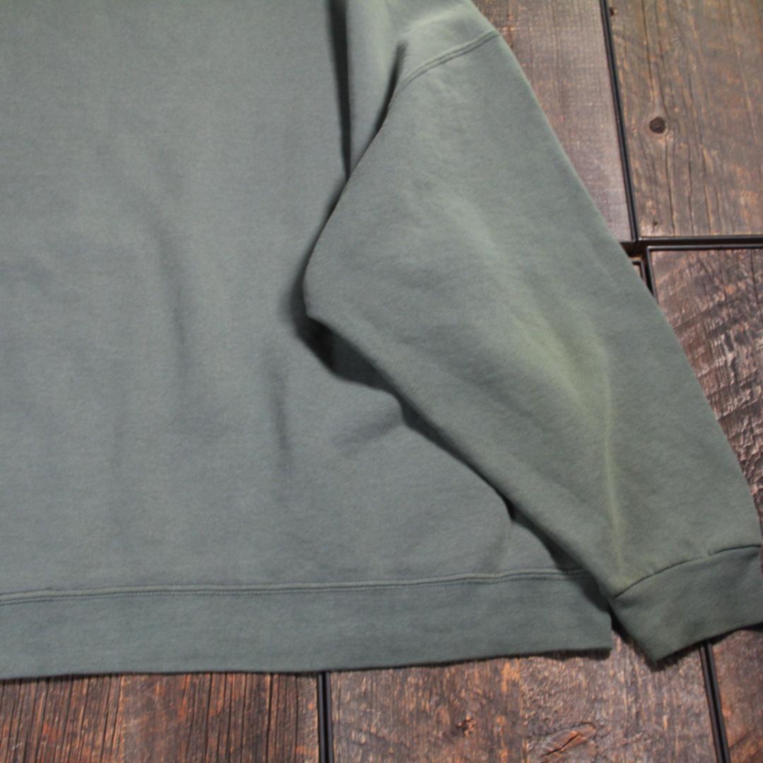 古着　ラッセル　前Vガゼット　フェードスウェット　カーキグリーン　２XL 無地