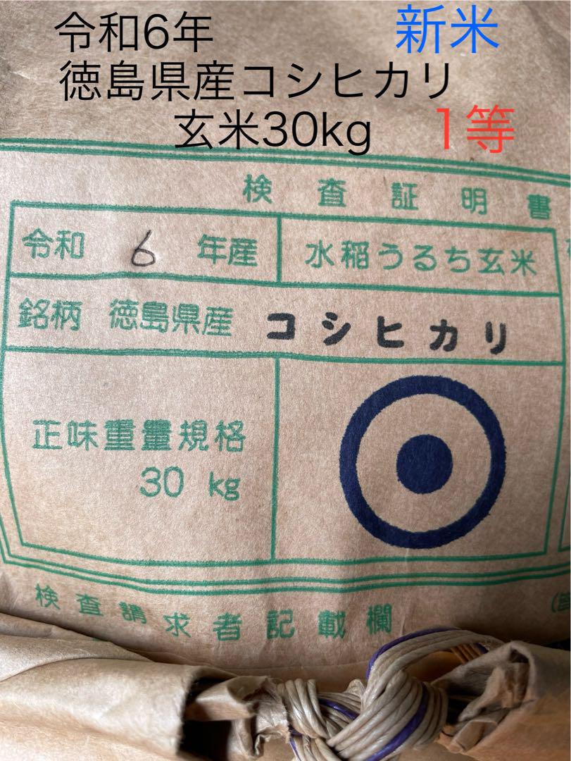 令和6年徳島県産コシヒカリ玄米30kg